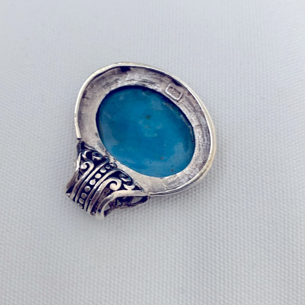 Vintage Medallion Blue stone with silver Great Gift!!🎁 - Picture 5 of 5